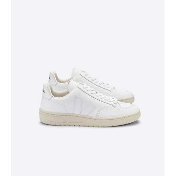 Women's Veja V-12 LEATHER Sneakers White | ZA 674GSO